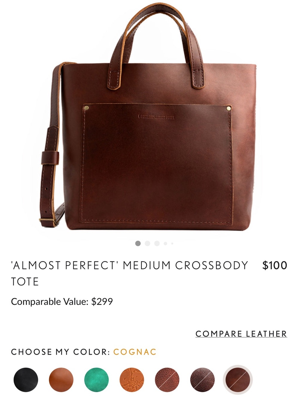 Almost Perfect Medium Tote in Cognac Leather